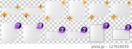 3d message star question mark blank comment sticky note paper text box speech bubble icon set bundle illustration 127616030