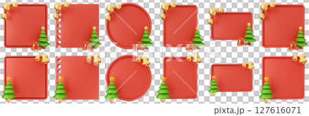 3d message christmas blank comment sticky note paper text box speech bubble icon set bundle illustration 127616071