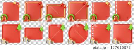 3d message christmas blank comment sticky note paper text box speech bubble icon set bundle illustration 127616072