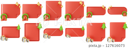 3d message christmas blank comment sticky note paper text box speech bubble icon set bundle illustration 127616073