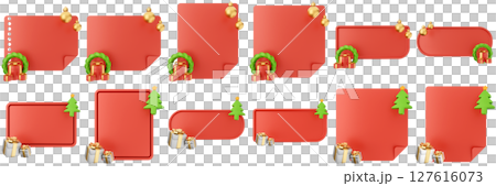 3d message christmas blank comment sticky note paper text box speech bubble icon set bundle illustration 127616073