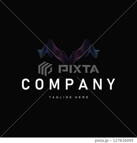 sound wave logo design concept modern simple line music wave with colorful color illustration brand symbol, poster template 127616095