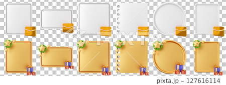 3d message christmas blank comment sticky note paper text box speech bubble icon set bundle illustration 127616114