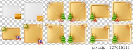 3d message christmas blank comment sticky note paper text box speech bubble icon set bundle illustration 127616115