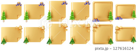 3d message christmas blank comment sticky note paper text box speech bubble icon set bundle illustration 127616124