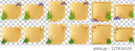 3d message christmas blank comment sticky note paper text box speech bubble icon set bundle illustration 127616124