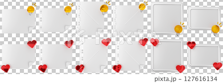 3d message idea love blank comment sticky note paper text box speech bubble icon set bundle illustration 127616134