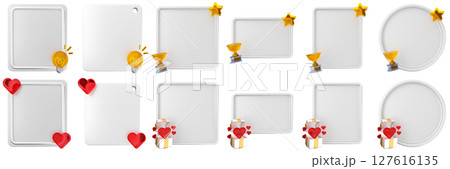 3d message idea love blank comment sticky note paper text box speech bubble icon set bundle illustration 127616135