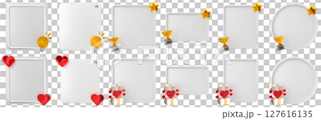 3d message idea love blank comment sticky note paper text box speech bubble icon set bundle illustration 127616135