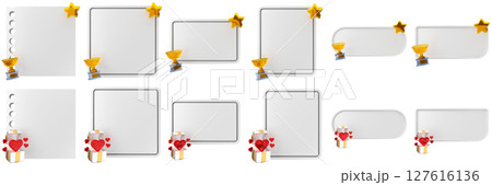 3d message idea love blank comment sticky note paper text box speech bubble icon set bundle illustration 127616136