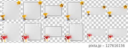 3d message idea love blank comment sticky note paper text box speech bubble icon set bundle illustration 127616136