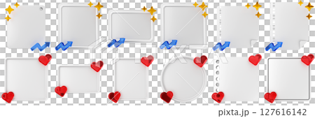 3d message blank comment sticky note paper text box speech bubble icon set bundle illustration 127616142