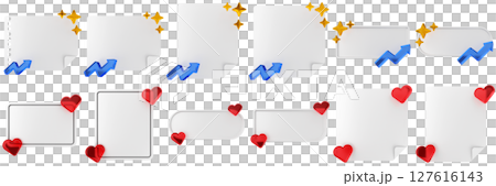 3d message blank comment sticky note paper text box speech bubble icon set bundle illustration 127616143