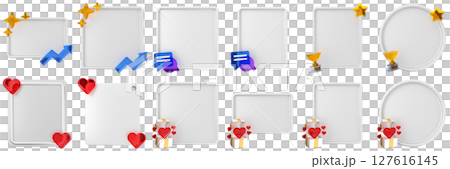 3d message blank comment sticky note paper text box speech bubble icon set bundle illustration 127616145