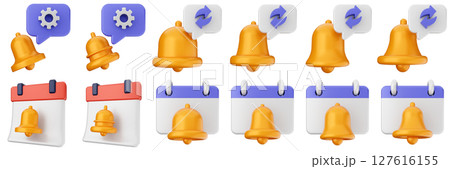 3d notification calendar chat notice alert attention application bell alarm reminder icon set bundle illustration 127616155
