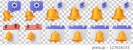 3d notification calendar chat notice alert attention application bell alarm reminder icon set bundle illustration 127616155
