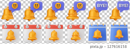 3d notification calendar chat notice alert attention application bell alarm reminder icon set bundle illustration 3d notification calendar chat notice alert attention application bell alarm reminder icon set bundle illustration 127616158