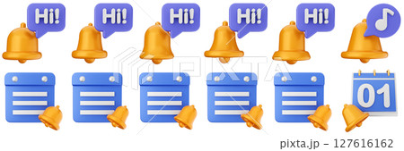3d notification calendar chat notice alert attention application bell alarm reminder icon set bundle illustration 3d notification calendar chat notice alert attention application bell alarm reminder icon set bundle illustration 127616162