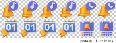 3d notification calendar chat notice alert attention application bell alarm reminder icon set bundle illustration 3d notification calendar chat notice alert attention application bell alarm reminder icon set bundle illustration 127616163