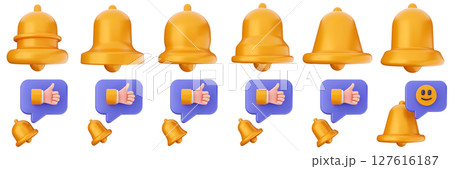 3d notification notice alert attention application bell alarm reminder icon set bundle illustration 3d notification notice alert attention application bell alarm reminder icon set bundle illustration 127616187