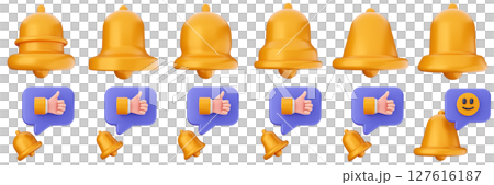 3d notification notice alert attention application bell alarm reminder icon set bundle illustration 3d notification notice alert attention application bell alarm reminder icon set bundle illustration 127616187