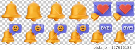 3d notification notice alert attention application bell alarm reminder icon set bundle illustration 3d notification notice alert attention application bell alarm reminder icon set bundle illustration 127616188