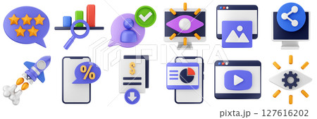 3d feedback customer review service rating icon set bundle illustration 127616202