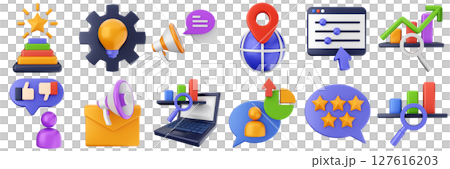 3d feedback customer review service rating icon set bundle illustration 127616203