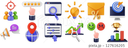 3d feedback customer review service rating icon set bundle illustration 127616205