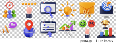 3d feedback customer review service rating icon set bundle illustration 127616205