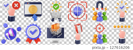 3d feedback customer review service rating icon set bundle illustration 127616206