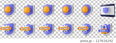 3d shield security safe privacy protection firewall insurance icon set bundle illustration 127616292