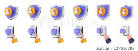 3d shield security safe privacy protection firewall insurance icon set bundle illustration 3d shield security safe privacy protection firewall insurance icon set bundle illustration 127616298