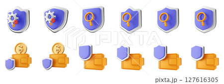 3d shield security safe privacy protection firewall insurance icon set bundle illustration 3d shield security safe privacy protection firewall insurance icon set bundle illustration 127616305