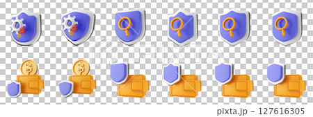 3d shield security safe privacy protection firewall insurance icon set bundle illustration 3d shield security safe privacy protection firewall insurance icon set bundle illustration 127616305