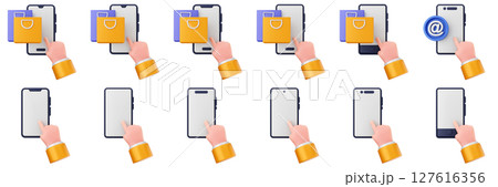 3d smartphone mobile application icon set bundle illustration 127616356