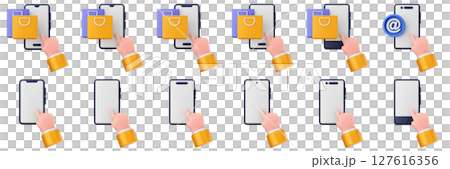 3d smartphone mobile application icon set bundle illustration 127616356