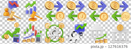 3d trading money cash coin chart income profit finance icon set bundle illustration 3d trading money cash coin chart income profit finance icon set bundle illustration 127616376