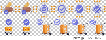 3d verification check mark correct approve success right vote icon set bundle illustration 127616426
