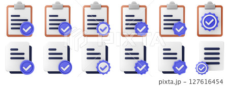 3d verification check mark correct approve success right vote icon set bundle illustration 3d verification check mark correct approve success right vote icon set bundle illustration 127616454