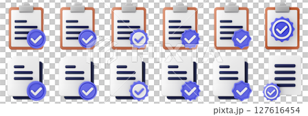 3d verification check mark correct approve success right vote icon set bundle illustration 3d verification check mark correct approve success right vote icon set bundle illustration 127616454