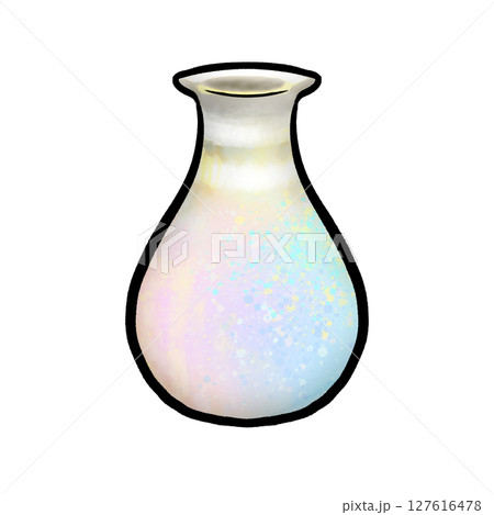 Cartoon vase pattern design, gradient color and black outline isolated vase 127616478
