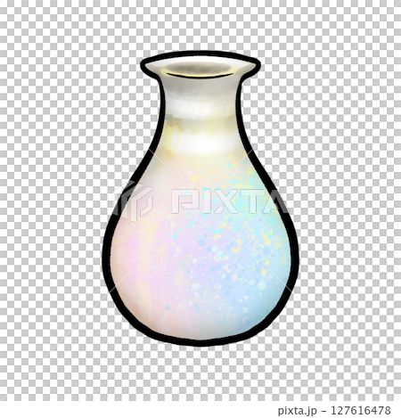 Cartoon vase pattern design, gradient color and black outline isolated vase 127616478