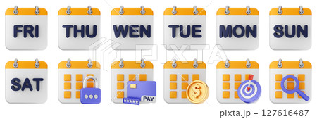 3d calendar day target money scanning date...のイラスト素材 [127616487] - PIXTA