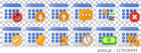 3d calendar money discount notification date event reminder plan organizer icon set bundle illustration 127616493