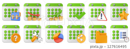 3d calendar date event reminder plan organizer icon set bundle illustration 127616495