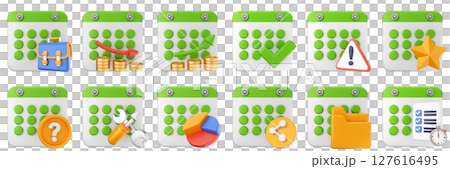 3d calendar date event reminder plan organizer icon set bundle illustration 127616495