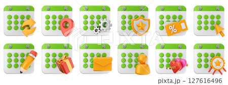 3d calendar date event reminder plan organizer icon set bundle illustration 127616496
