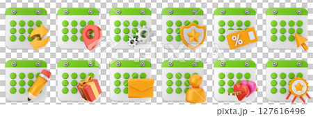 3d calendar date event reminder plan organizer icon set bundle illustration 127616496