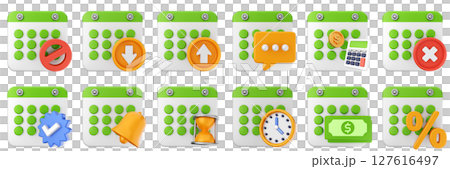 3d calendar date event reminder plan organizer icon set bundle illustration 127616497